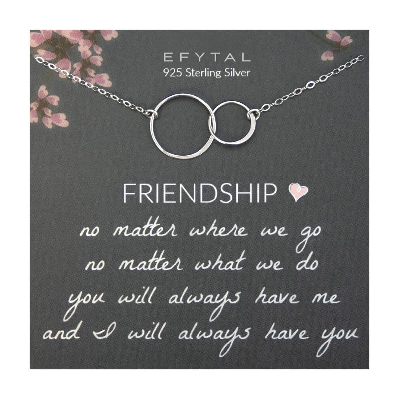 EFYTAL Friendship Necklace, Two Circle Sterling Silver Friendship Necklaces, Gifts for Friends Female, Best Friend Necklaces, Bff Gifts for Women, Best Friend Jewelry - Image 1